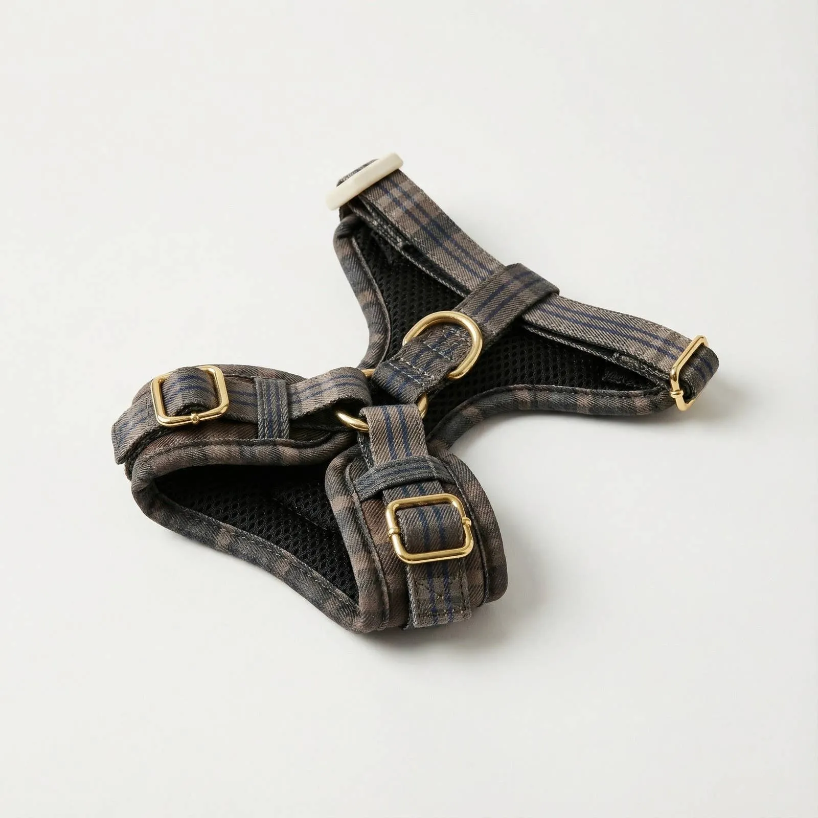 The plaid harness laid flat