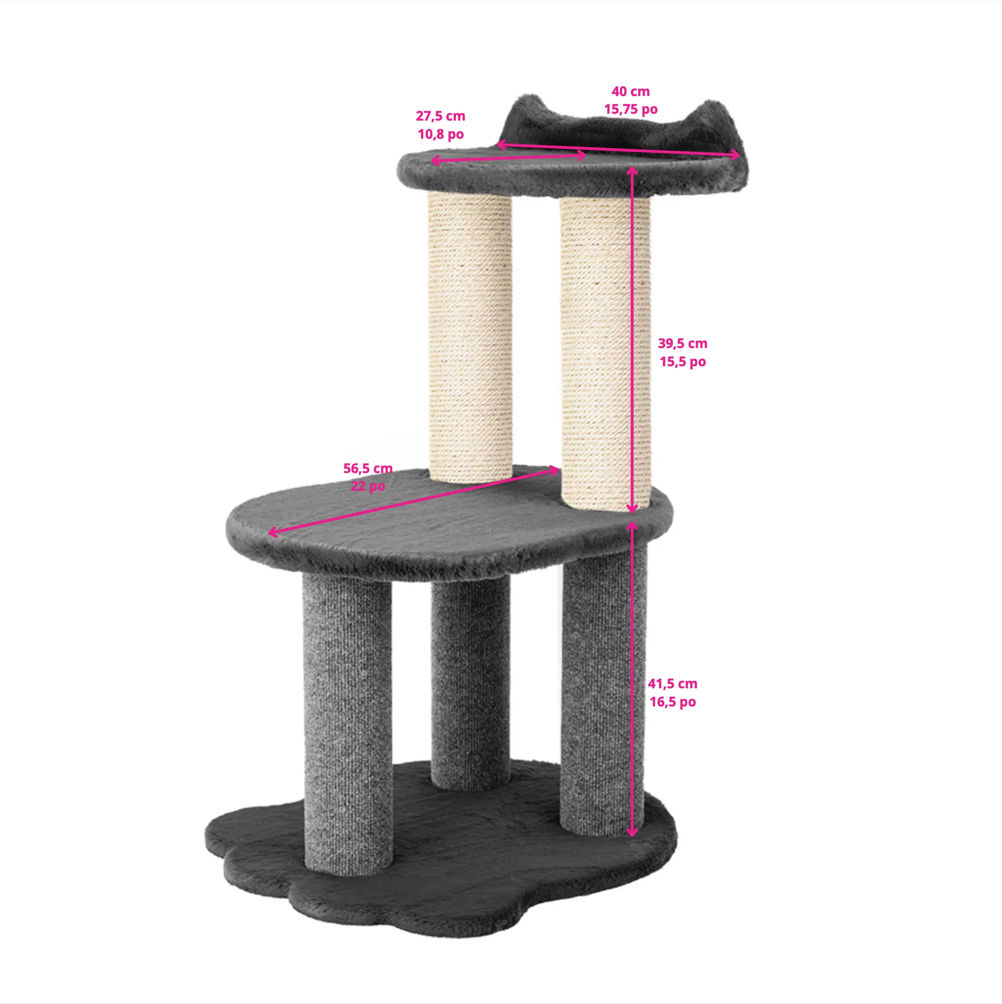 Relaxation 2-Level Cat Tree – Black Faux Fur, photo 5