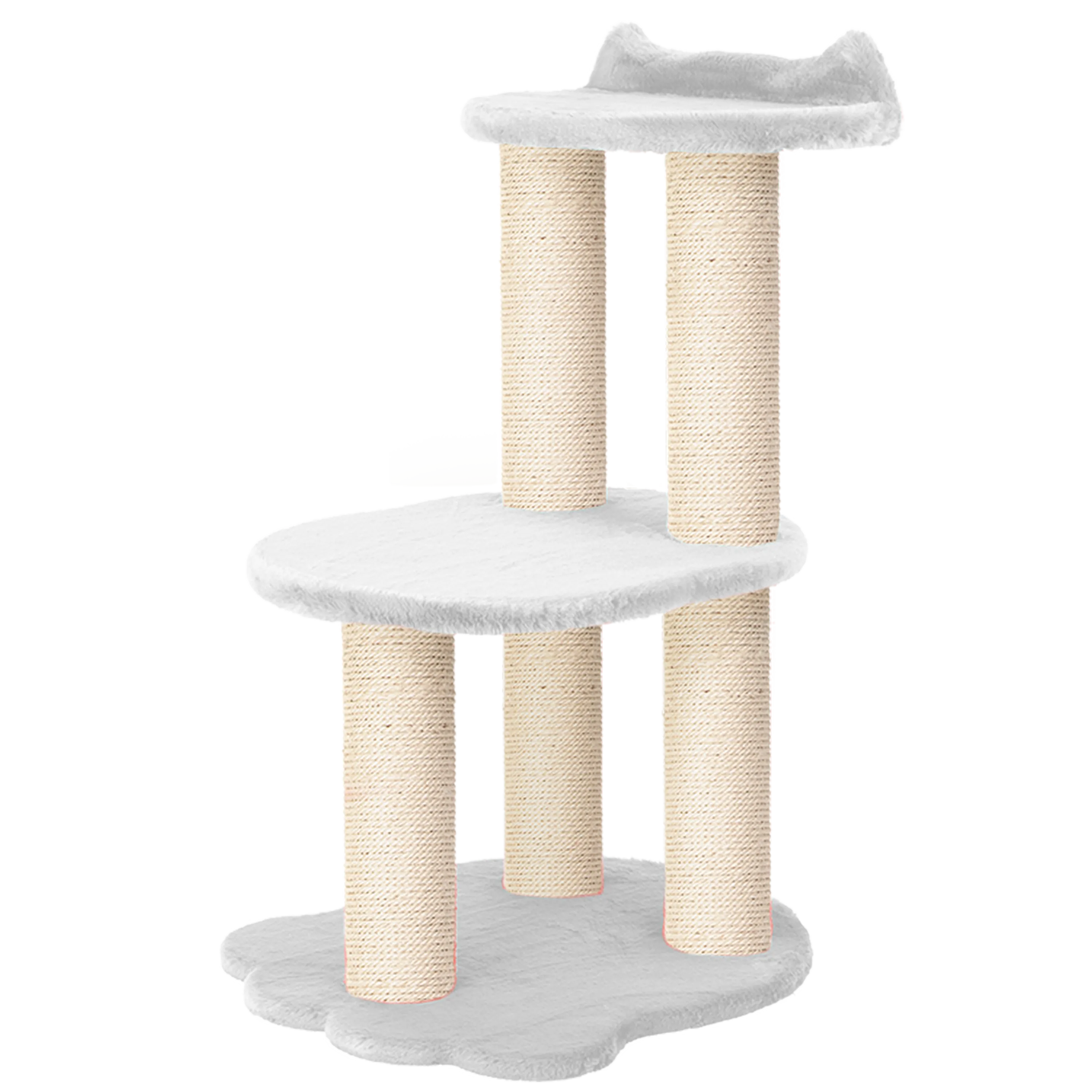 Relaxation 2-Level Cat Tree – White Faux Fur, photo 3