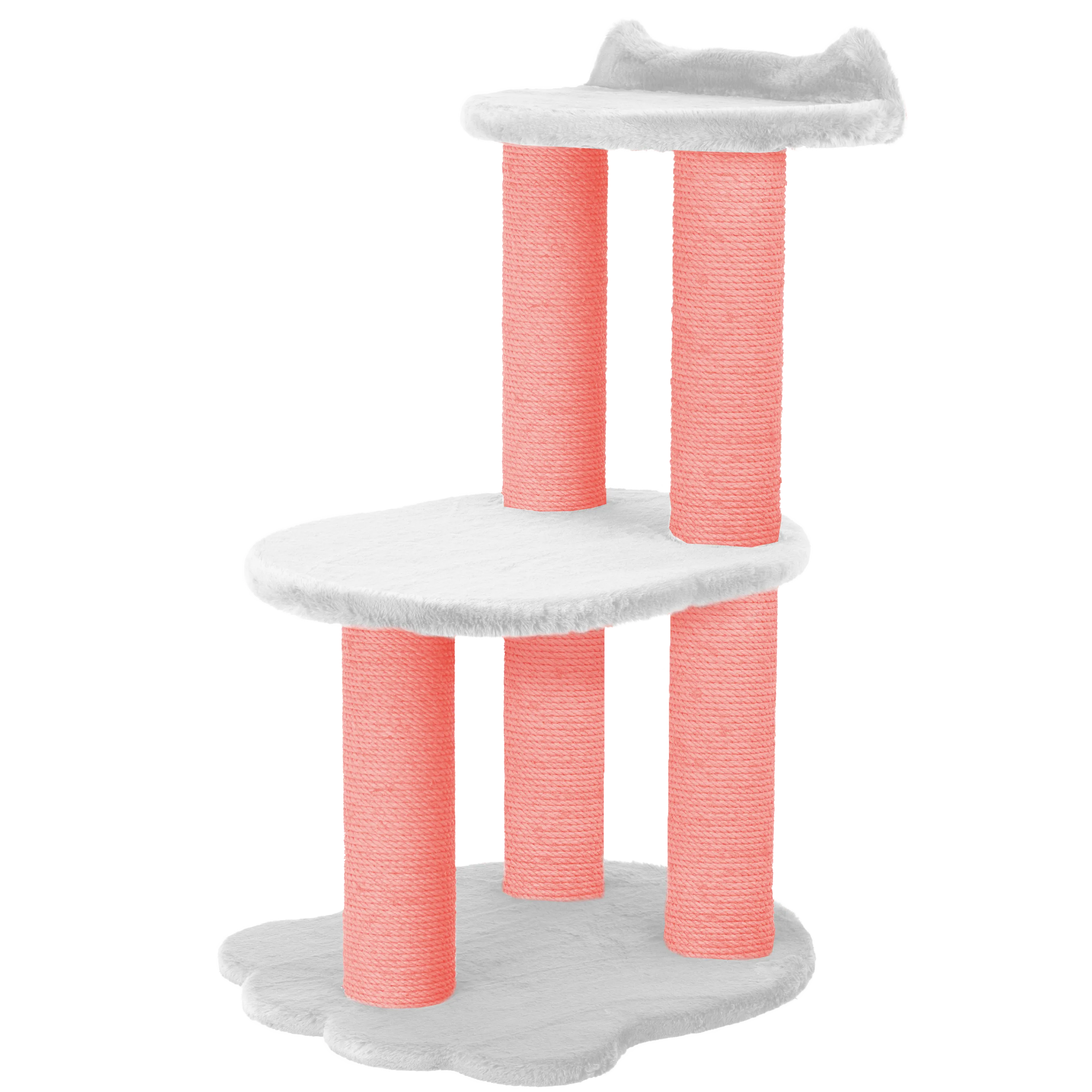 Relaxation 2-Level Cat Tree – White Faux Fur, photo 4
