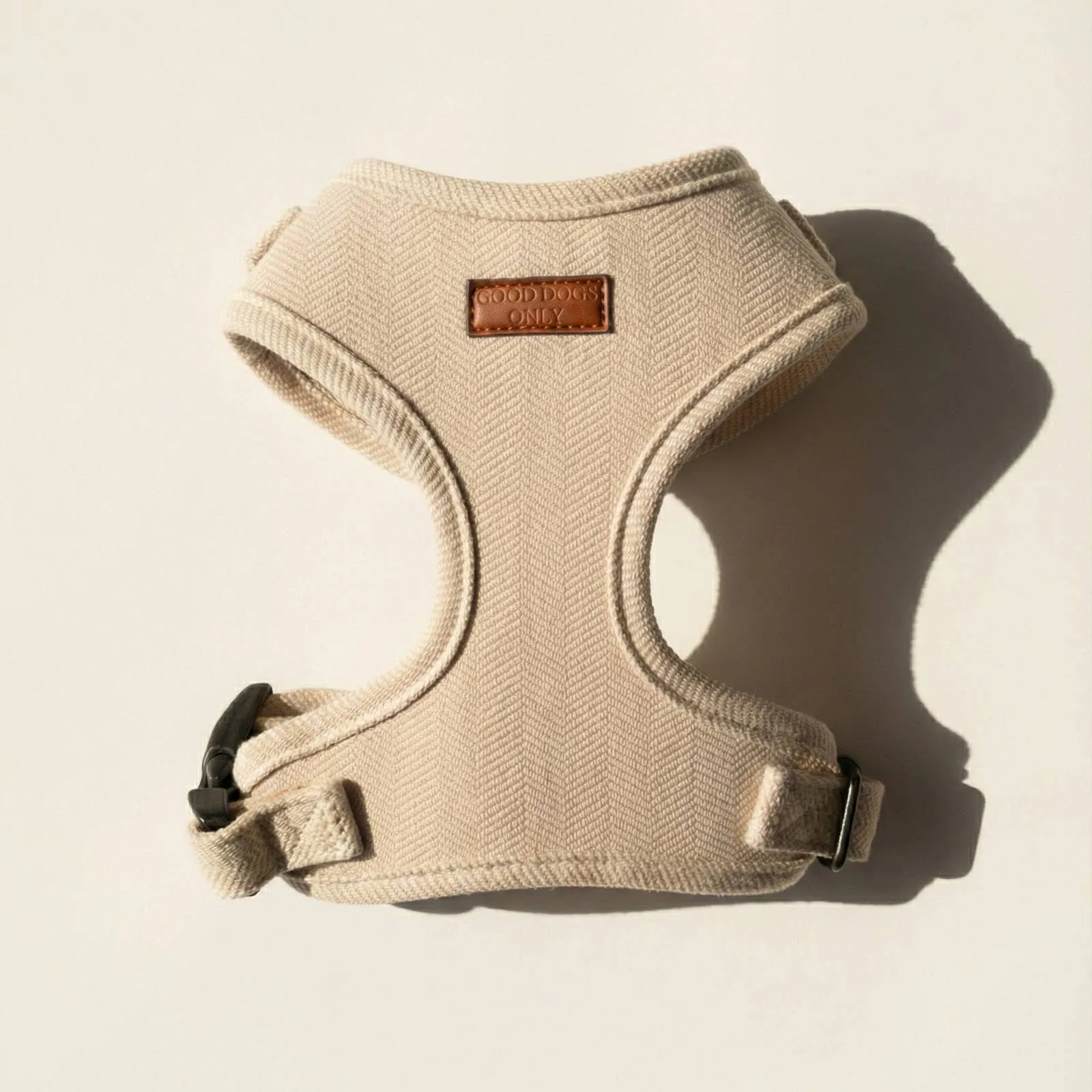 Tweed dog harness in Sand